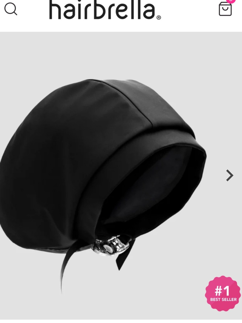 Hairbrella Black Waterproof Hair Bonnet with Secure Chin Strap